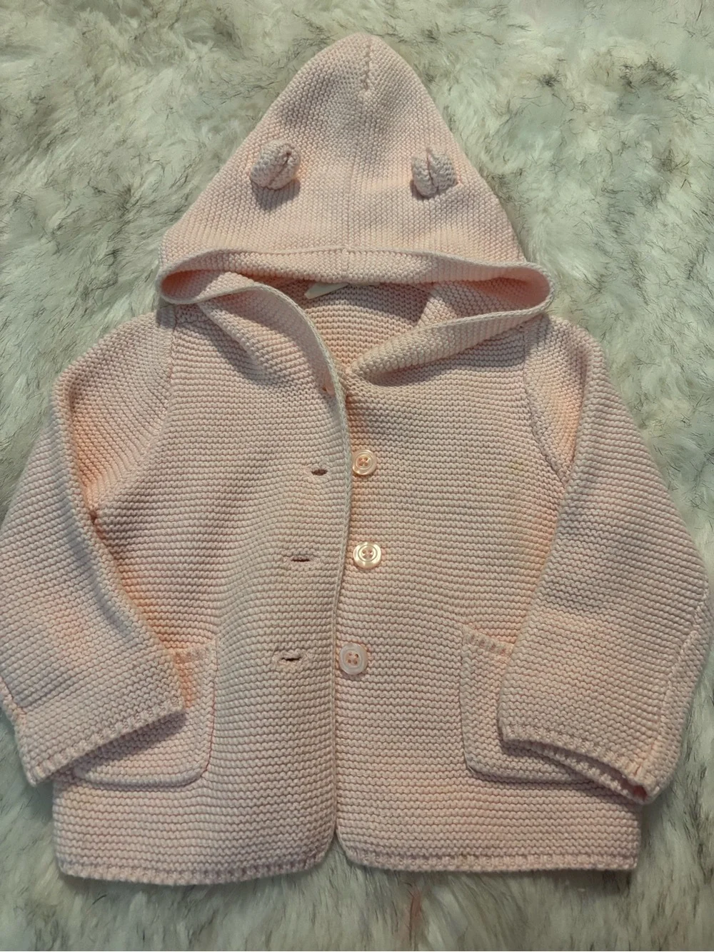 GAP Light Pink Hooded Knit Sweater with Pockets
